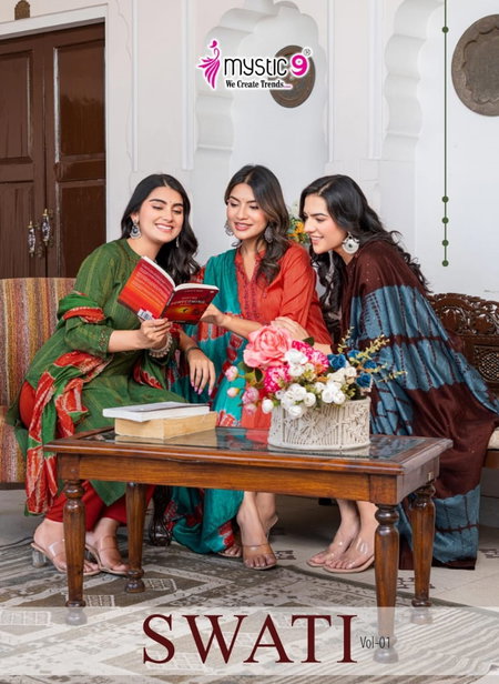 Swati Vol 1 By Mystic 9 Rayon Wholesale Kurti With Bottom Dupatta In India